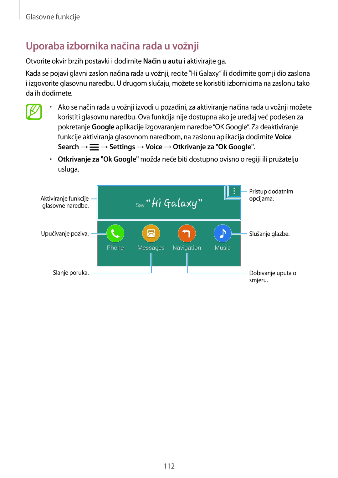 Samsung SM-G901FZKAVIP manual Uporaba izbornika načina rada u vožnji 