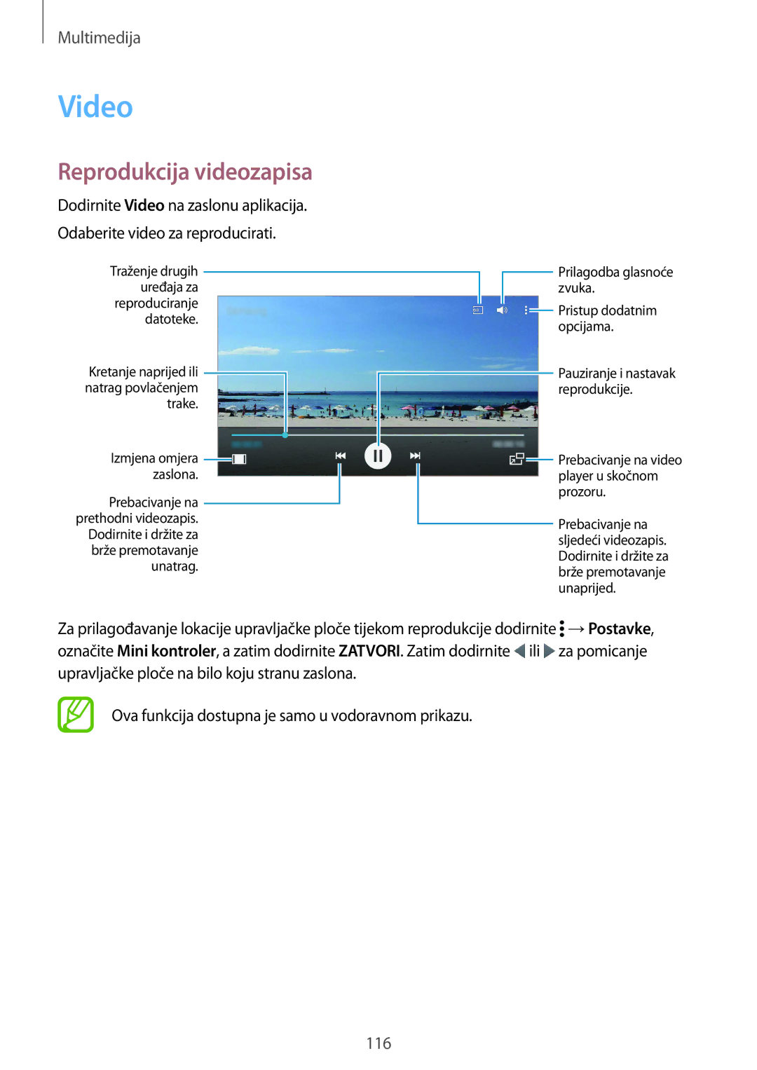 Samsung SM-G901FZKAVIP manual Video, Reprodukcija videozapisa 