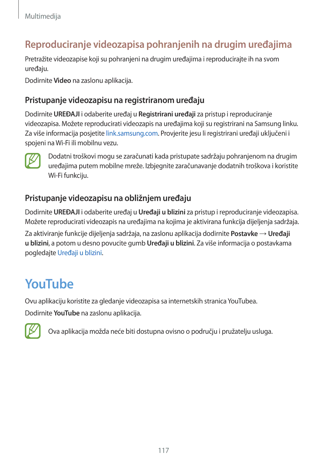 Samsung SM-G901FZKAVIP manual YouTube, Pristupanje videozapisu na registriranom uređaju 