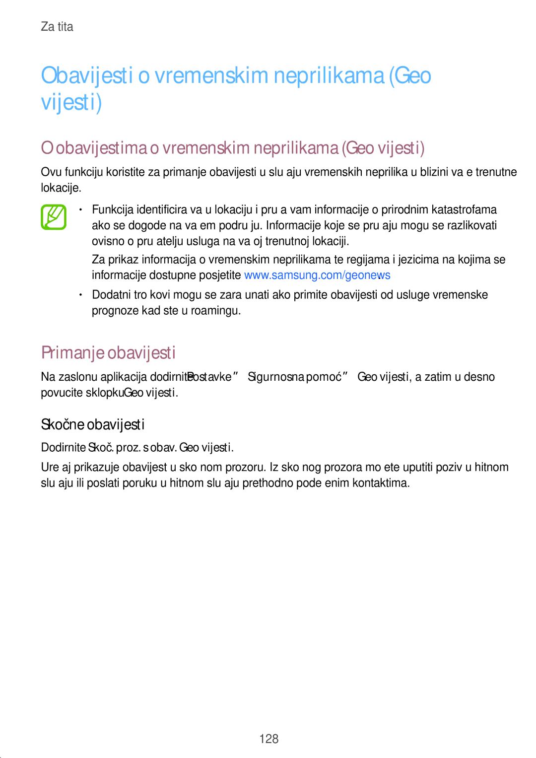Samsung SM-G901FZKAVIP Obavijesti o vremenskim neprilikama Geo vijesti, Obavijestima o vremenskim neprilikama Geo vijesti 