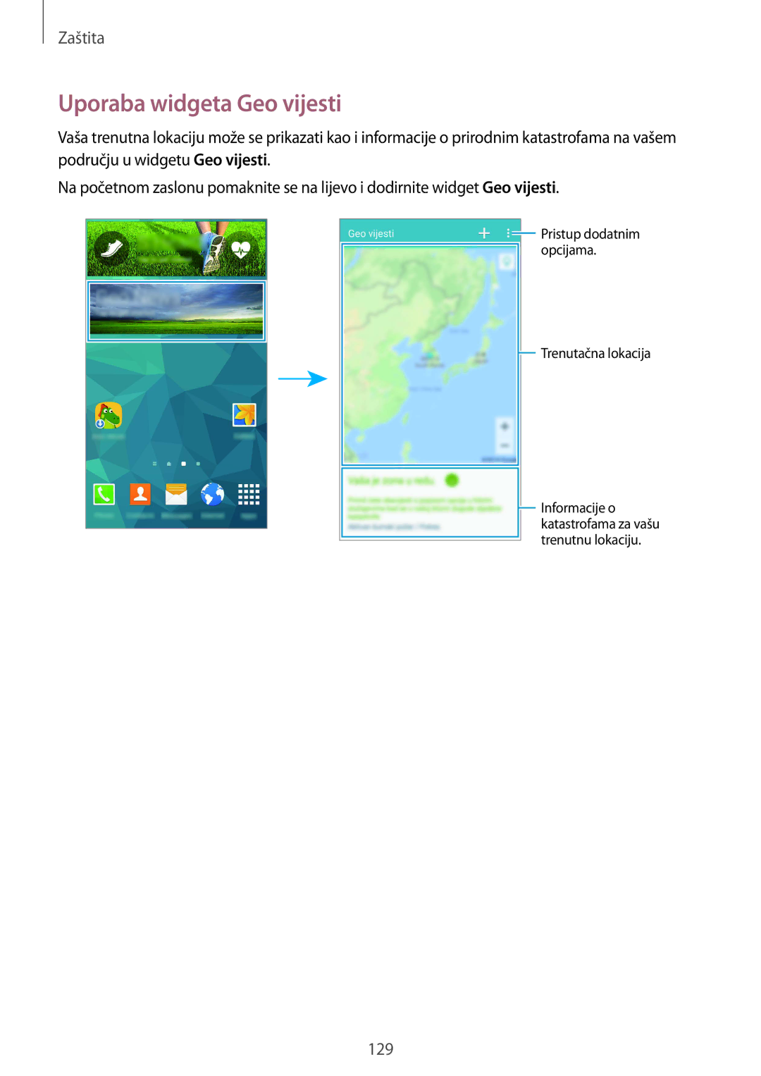 Samsung SM-G901FZKAVIP manual Uporaba widgeta Geo vijesti 