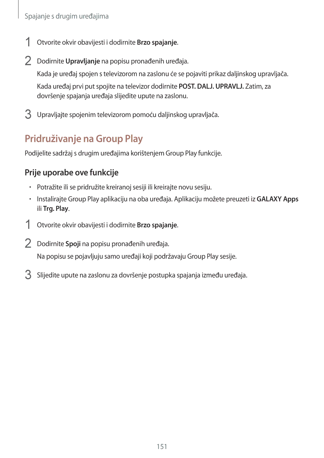 Samsung SM-G901FZKAVIP manual Pridruživanje na Group Play 