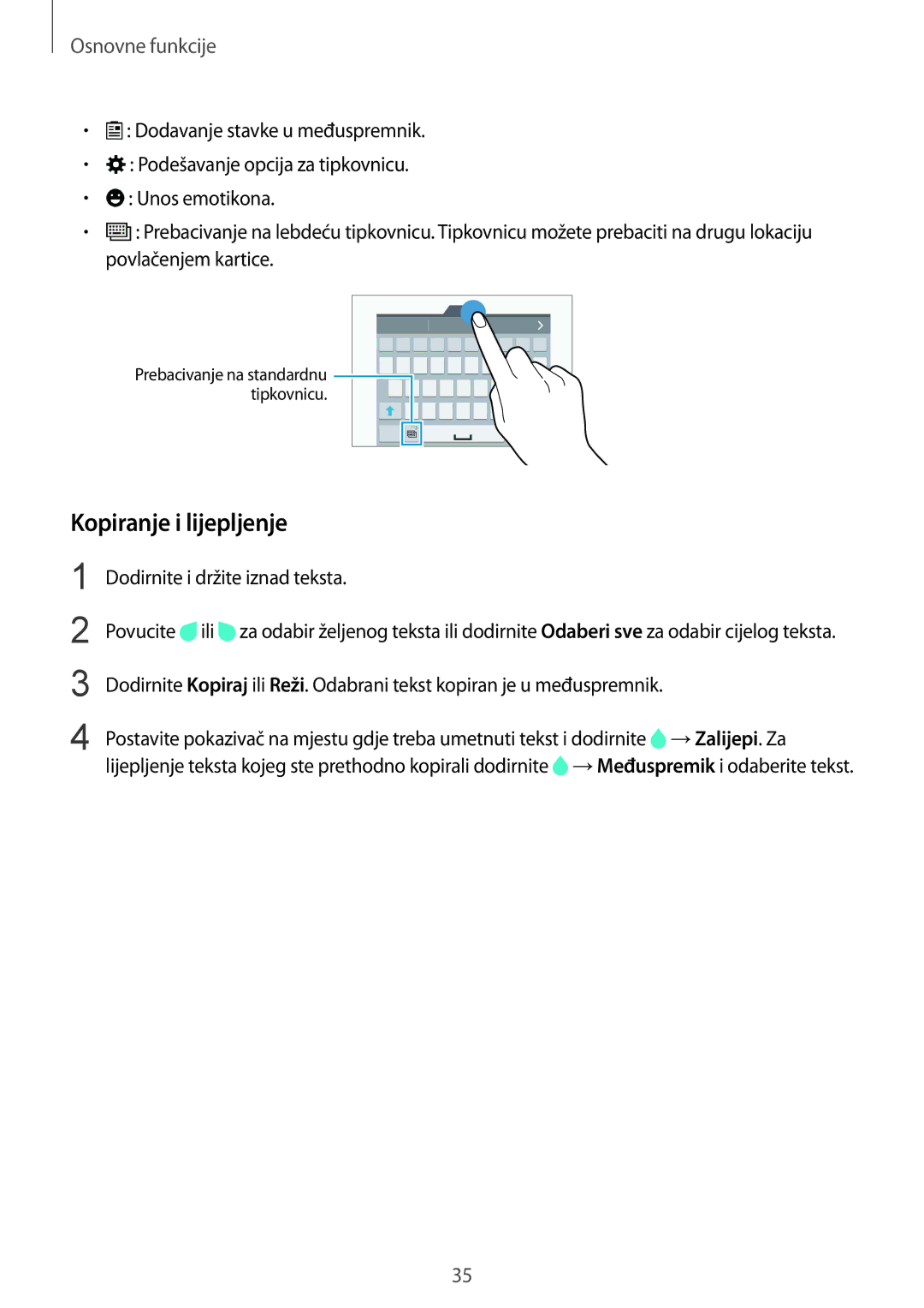 Samsung SM-G901FZKAVIP manual Kopiranje i lijepljenje 