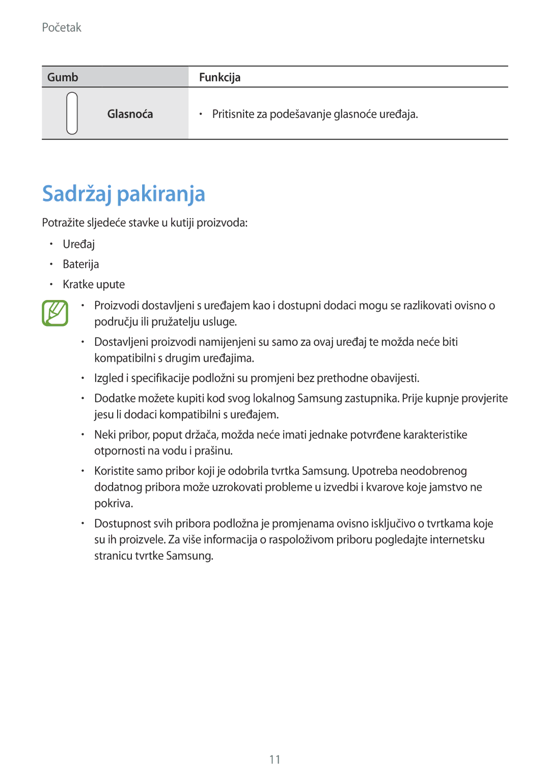 Samsung SM-G901FZKAVIP manual Sadržaj pakiranja 