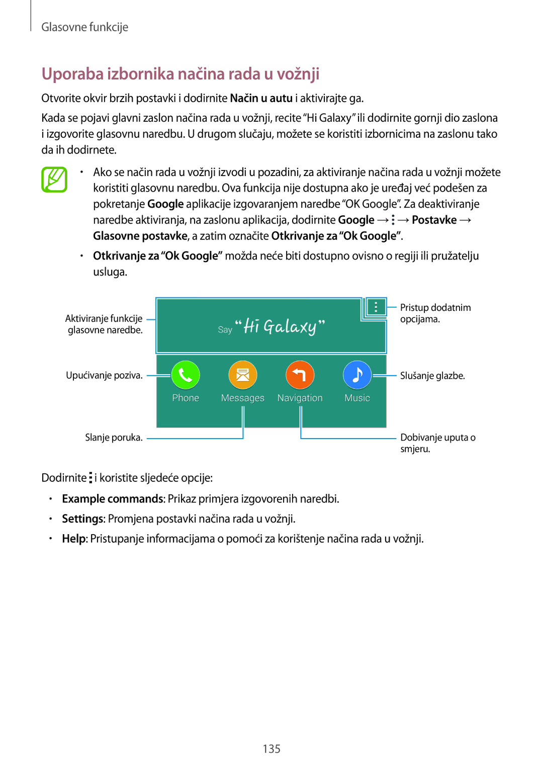 Samsung SM-G901FZKAVIP manual Uporaba izbornika načina rada u vožnji 