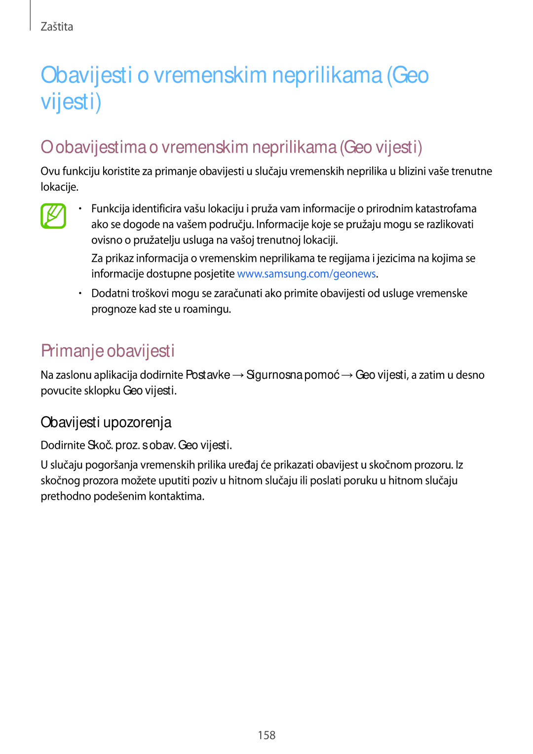 Samsung SM-G901FZKAVIP Obavijesti o vremenskim neprilikama Geo vijesti, Obavijestima o vremenskim neprilikama Geo vijesti 