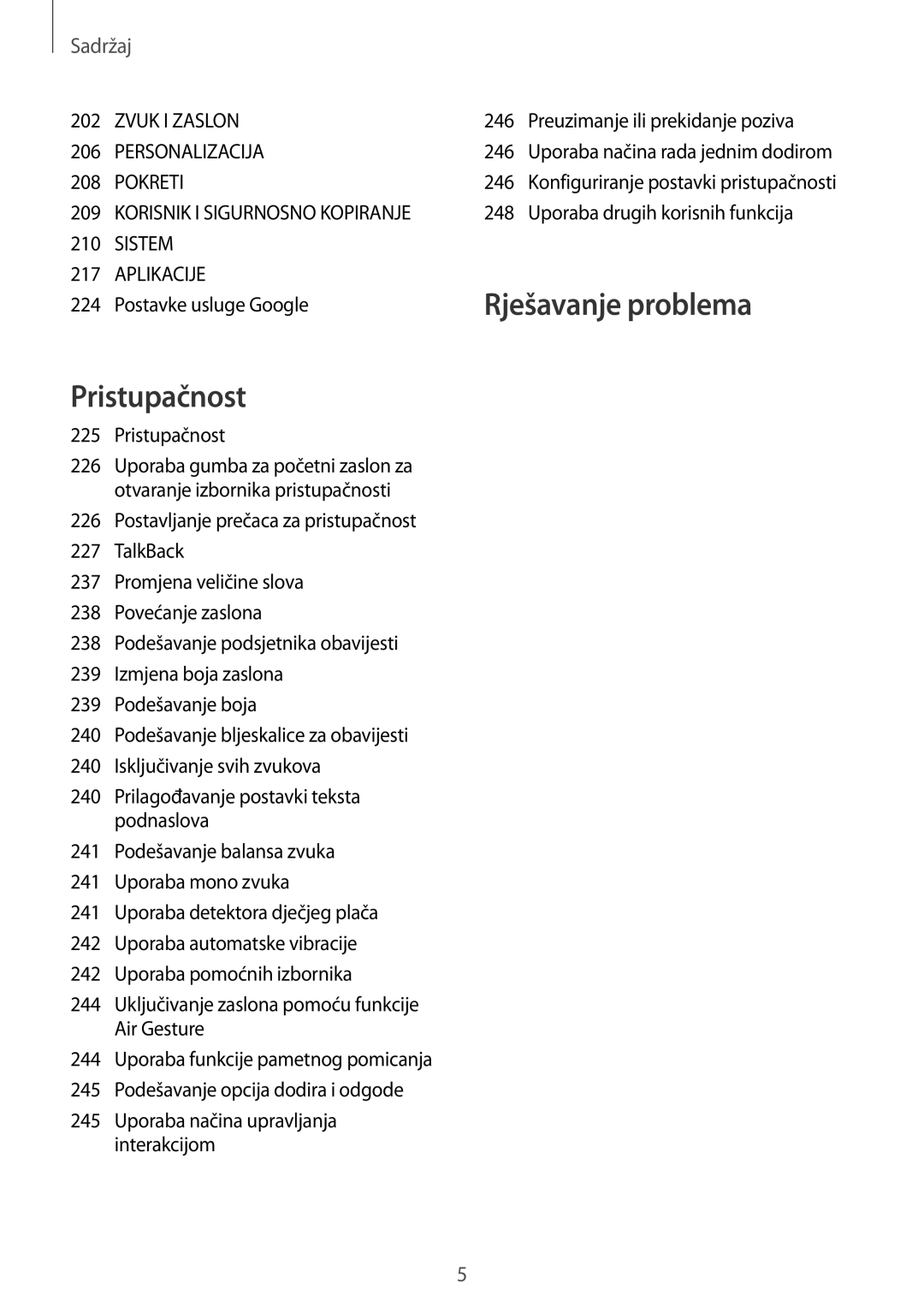 Samsung SM-G901FZKAVIP Preuzimanje ili prekidanje poziva, 246, Uporaba drugih korisnih funkcija, Postavke usluge Google 