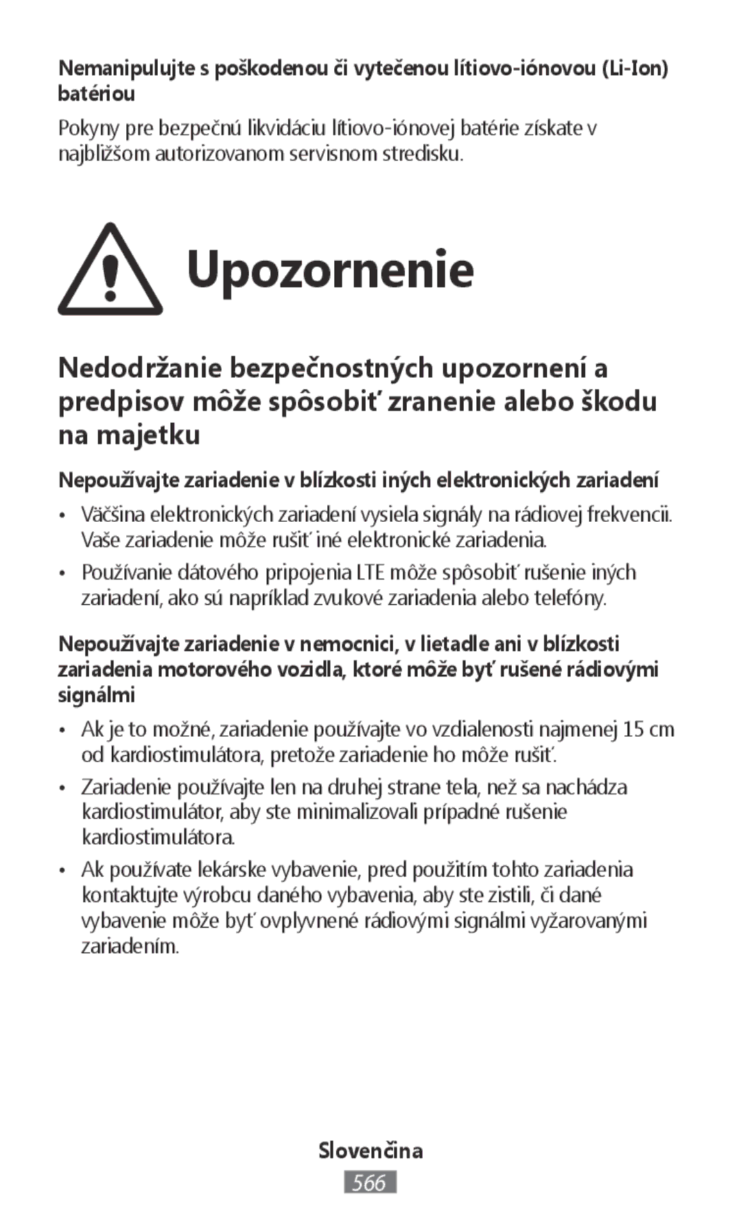 Samsung SM-J200HZKDKSA, SM-G903FZKADBT, SM-G903FZDADBT, SM-G903FZSADBT, SM-G903FZSAXEF, SM-G903FZKAXEF manual Upozornenie 