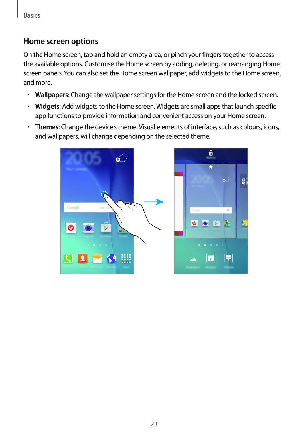 Samsung SM-G903FZSAXEF, SM-G903FZKADBT, SM-G903FZDADBT, SM-G903FZSADBT, SM-G903FZKAXEF, SM-G903FZDAXEF Home screen options 