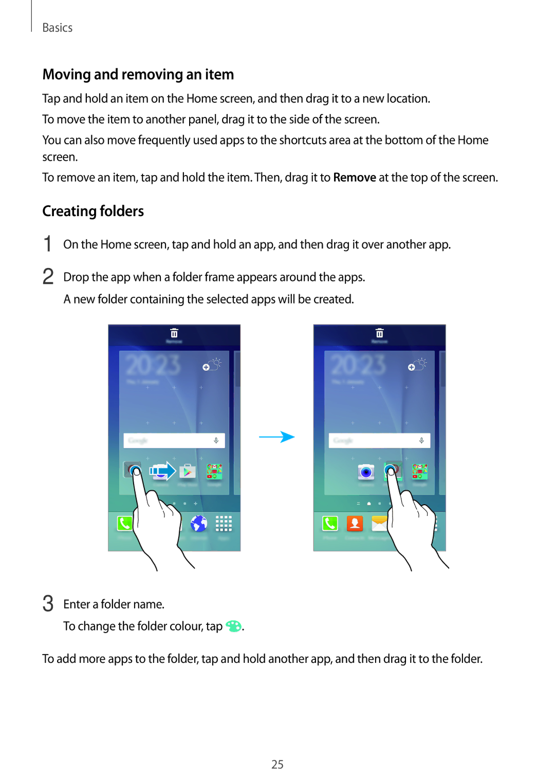 Samsung SM-G903FZDAXEF, SM-G903FZKADBT, SM-G903FZDADBT, SM-G903FZSADBT manual Moving and removing an item, Creating folders 