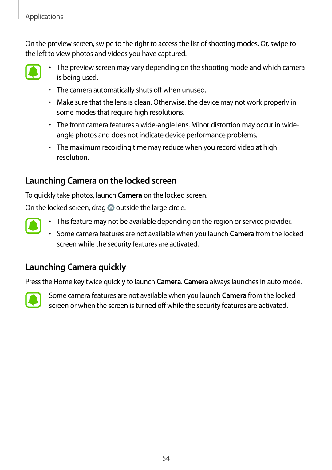 Samsung SM-G903FZKASEB, SM-G903FZKADBT, SM-G903FZDADBT manual Launching Camera on the locked screen, Launching Camera quickly 