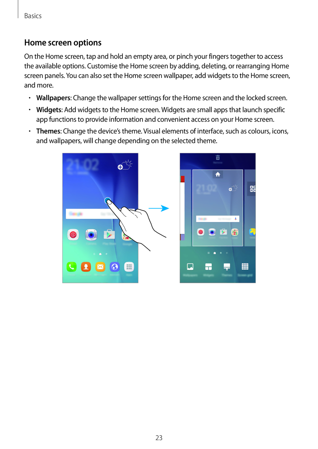 Samsung SM-G903FZSAXEF, SM-G903FZKADBT, SM-G903FZDADBT, SM-G903FZSADBT, SM-G903FZKAXEF, SM-G903FZDAXEF Home screen options 