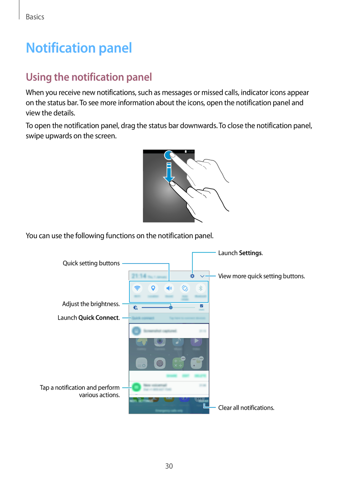 Samsung SM-G903FZDAPHE, SM-G903FZKADBT, SM-G903FZDADBT, SM-G903FZSADBT manual Notification panel, Using the notification panel 