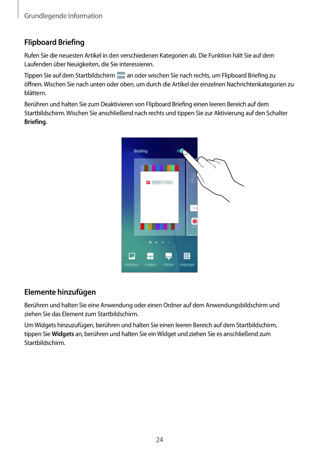 Samsung SM-G903FZKADBT, SM-G903FZDADBT, SM-G903FZSADBT manual Flipboard Briefing, Elemente hinzufügen 