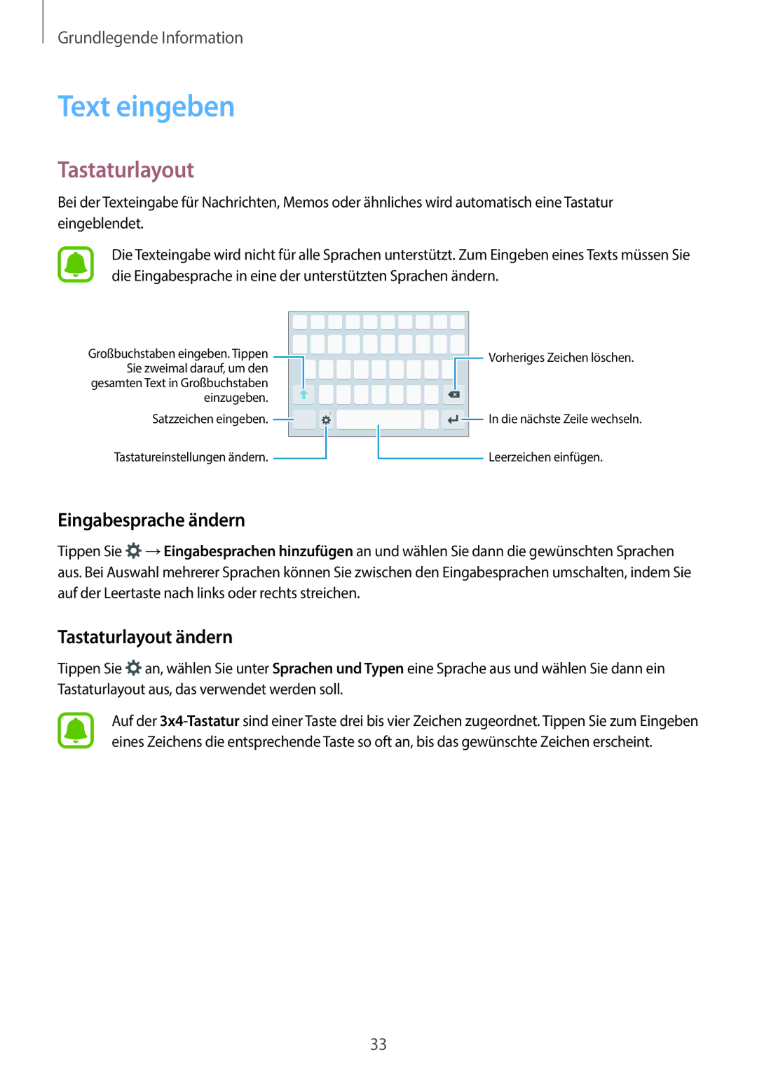 Samsung SM-G903FZKADBT, SM-G903FZDADBT, SM-G903FZSADBT manual Text eingeben, Eingabesprache ändern, Tastaturlayout ändern 