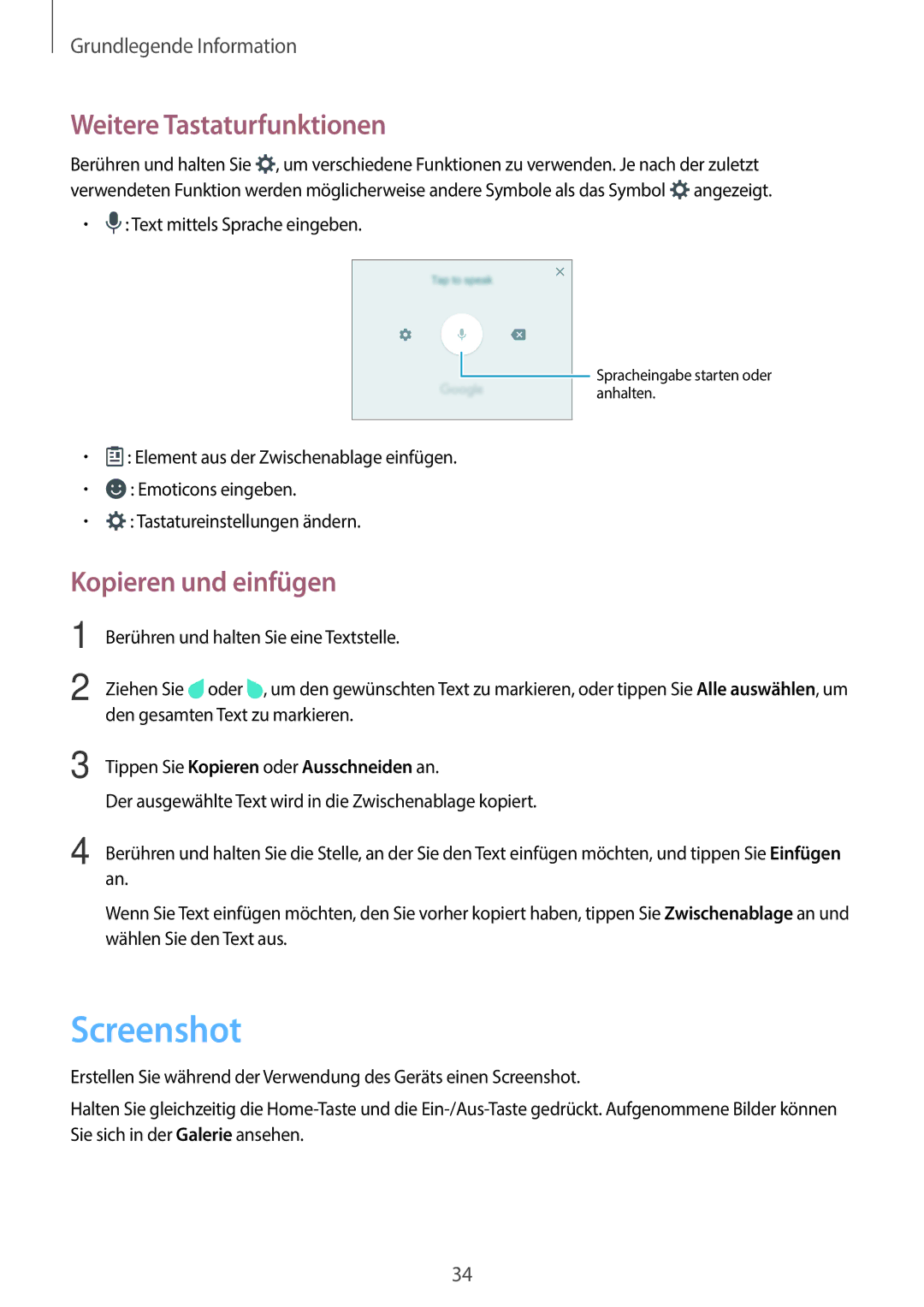 Samsung SM-G903FZDADBT, SM-G903FZKADBT, SM-G903FZSADBT manual Screenshot, Weitere Tastaturfunktionen, Kopieren und einfügen 