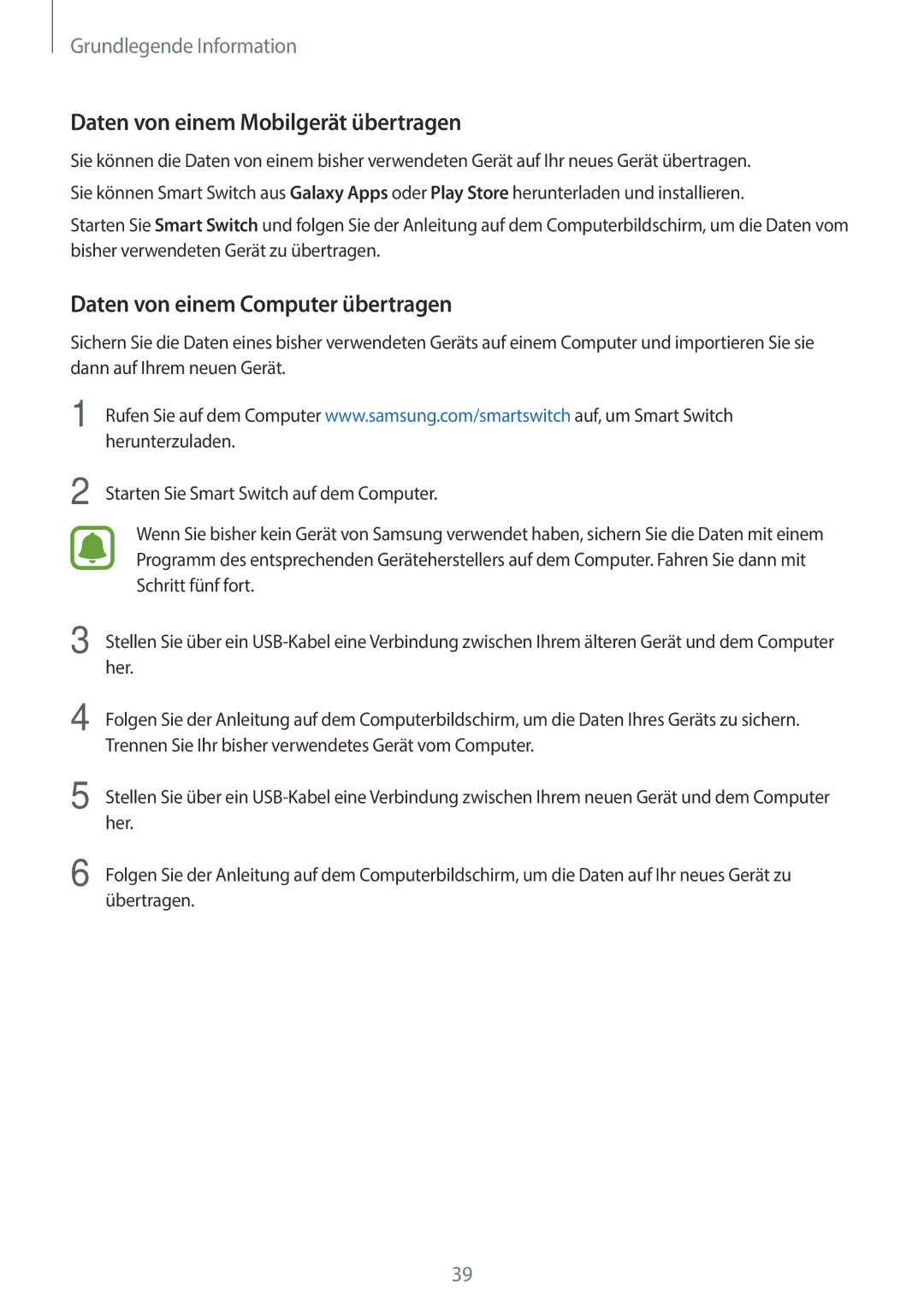 Samsung SM-G903FZKADBT, SM-G903FZDADBT manual Daten von einem Mobilgerät übertragen, Daten von einem Computer übertragen 