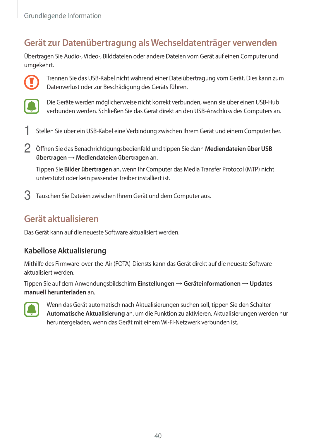 Samsung SM-G903FZDADBT, SM-G903FZKADBT, SM-G903FZSADBT manual Gerät aktualisieren, Kabellose Aktualisierung 