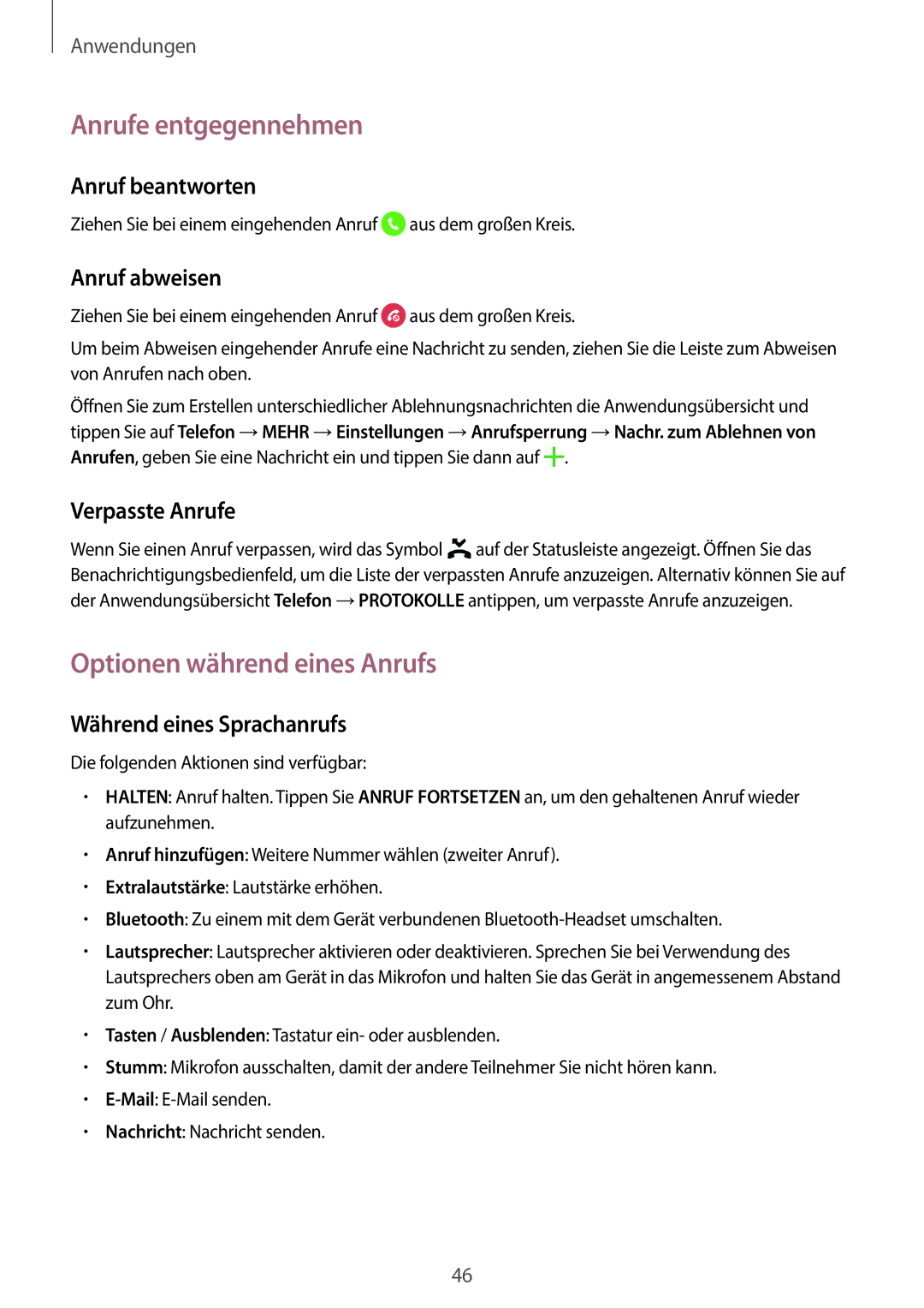 Samsung SM-G903FZDADBT, SM-G903FZKADBT, SM-G903FZSADBT manual Anrufe entgegennehmen, Optionen während eines Anrufs 