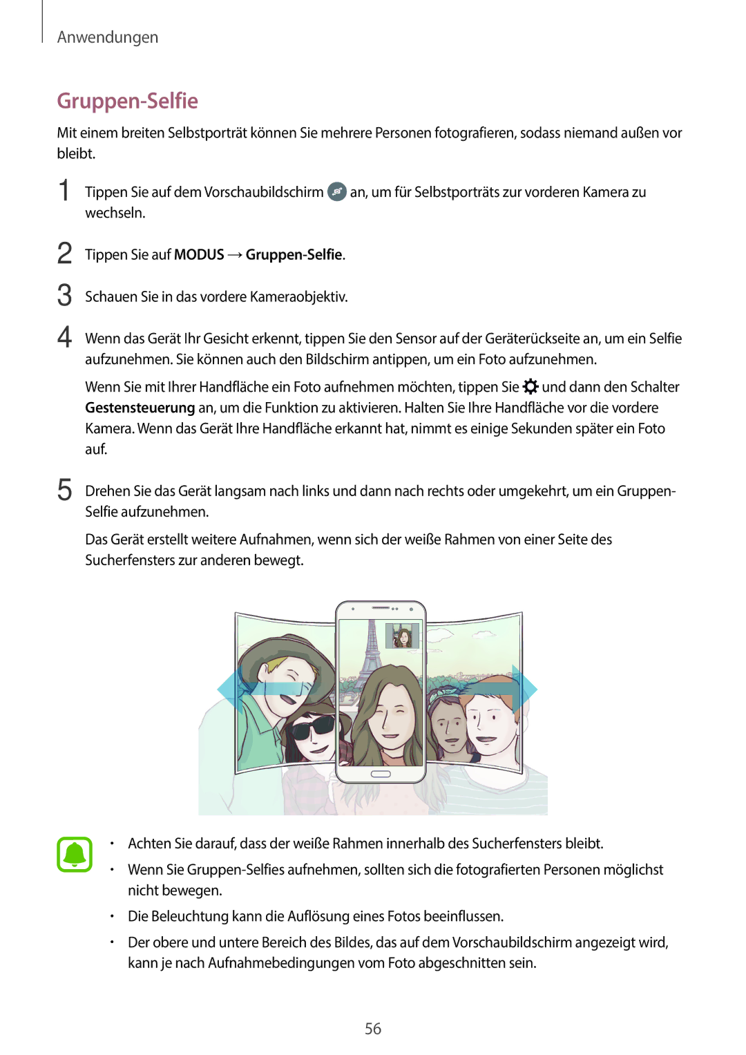 Samsung SM-G903FZSADBT, SM-G903FZKADBT, SM-G903FZDADBT manual Tippen Sie auf Modus →Gruppen-Selfie 