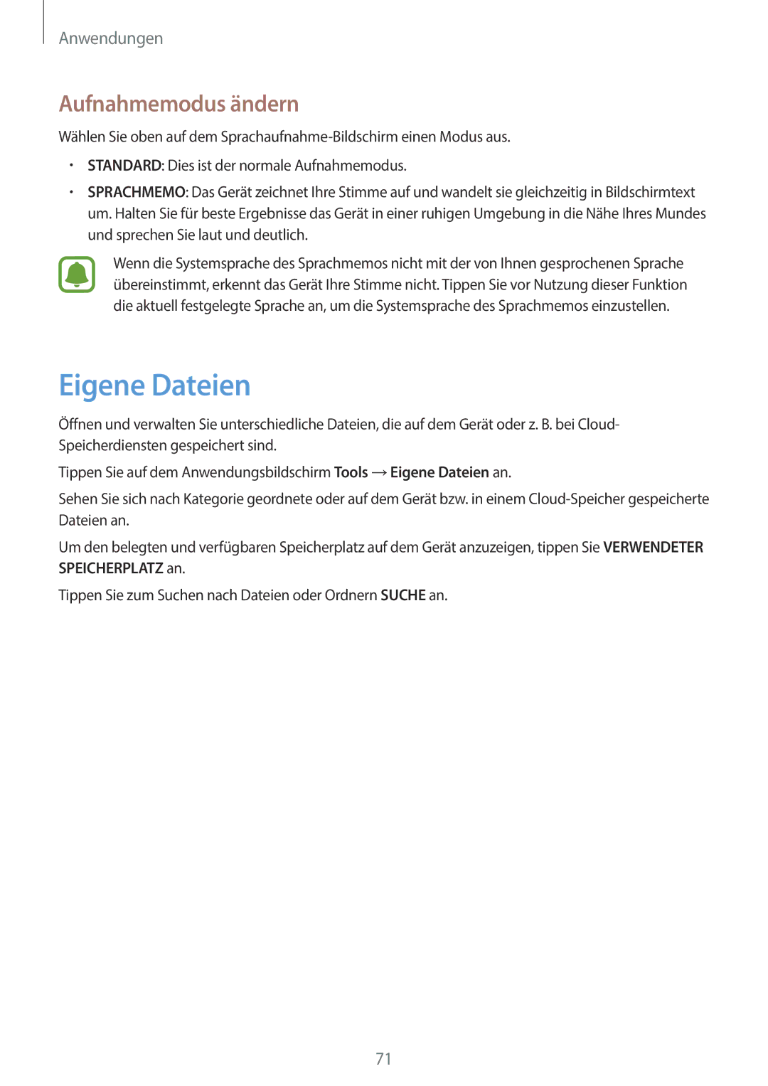 Samsung SM-G903FZSADBT, SM-G903FZKADBT, SM-G903FZDADBT manual Eigene Dateien, Aufnahmemodus ändern 