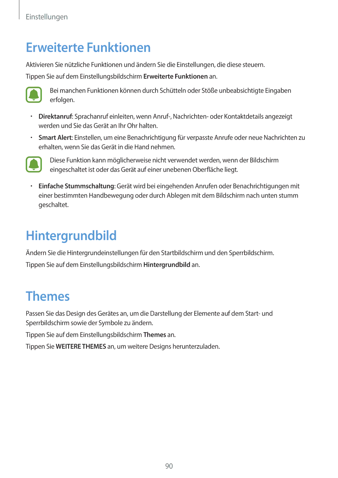 Samsung SM-G903FZKADBT, SM-G903FZDADBT, SM-G903FZSADBT manual Erweiterte Funktionen, Hintergrundbild, Themes 