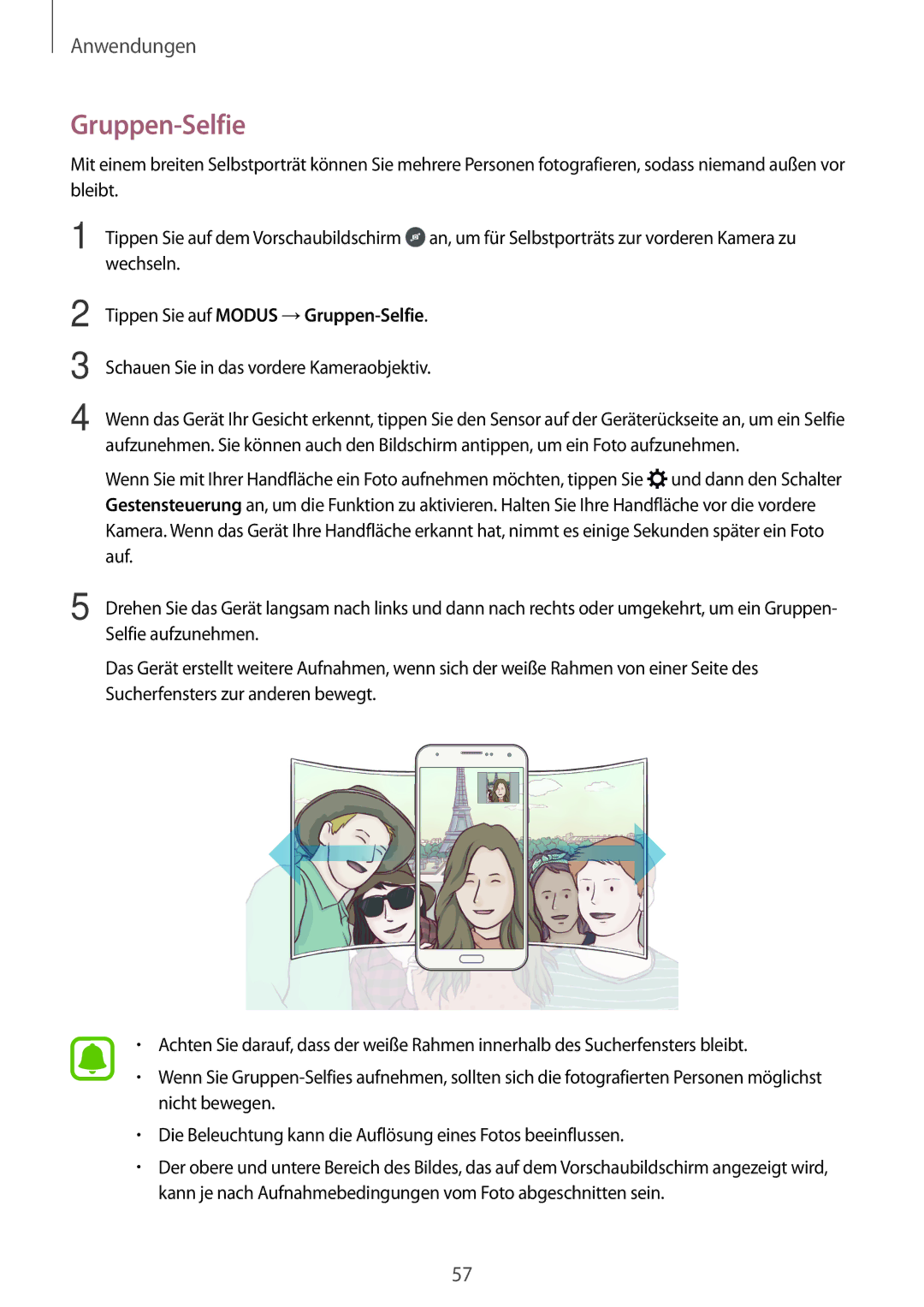 Samsung SM-G903FZKADBT, SM-G903FZDADBT, SM-G903FZSADBT manual Tippen Sie auf Modus →Gruppen-Selfie 