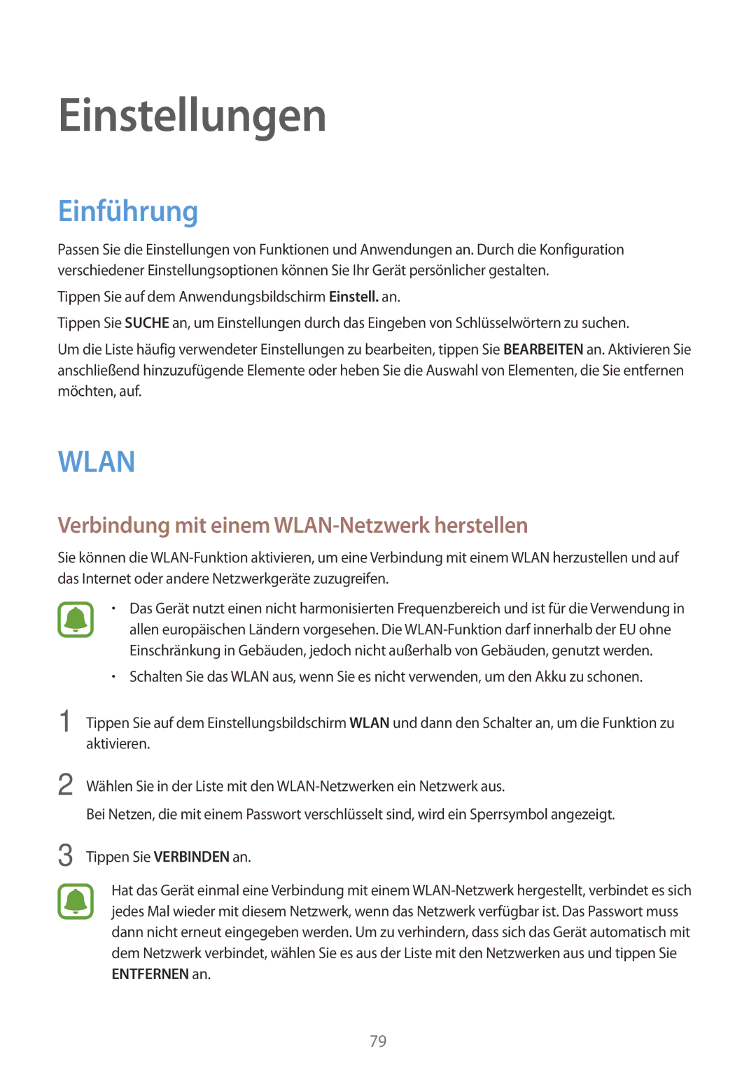 Samsung SM-G903FZDADBT, SM-G903FZKADBT, SM-G903FZSADBT manual Einführung, Verbindung mit einem WLAN-Netzwerk herstellen 