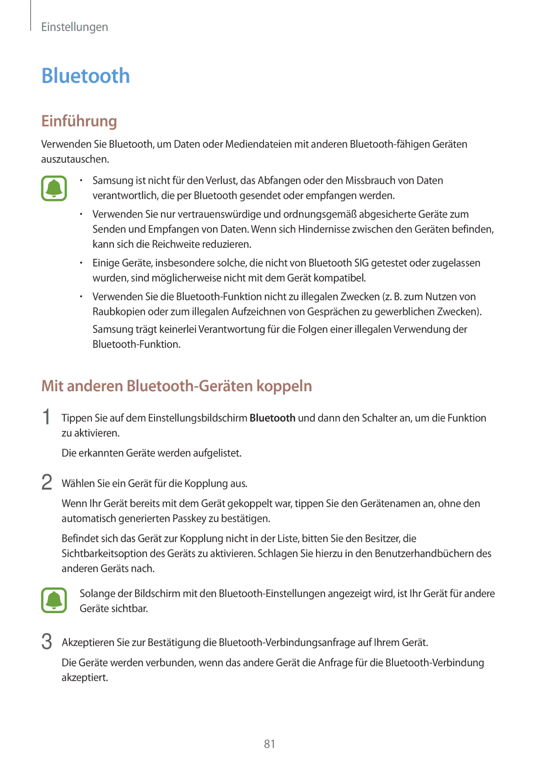 Samsung SM-G903FZKADBT, SM-G903FZDADBT, SM-G903FZSADBT manual Mit anderen Bluetooth-Geräten koppeln 