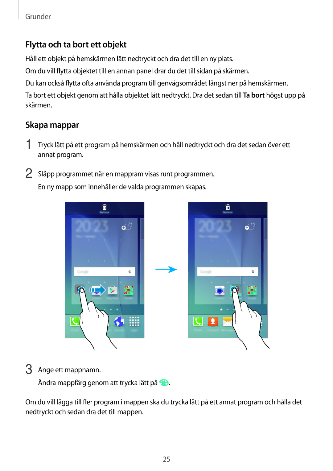 Samsung SM-G903FZKANEE manual Flytta och ta bort ett objekt, Skapa mappar 