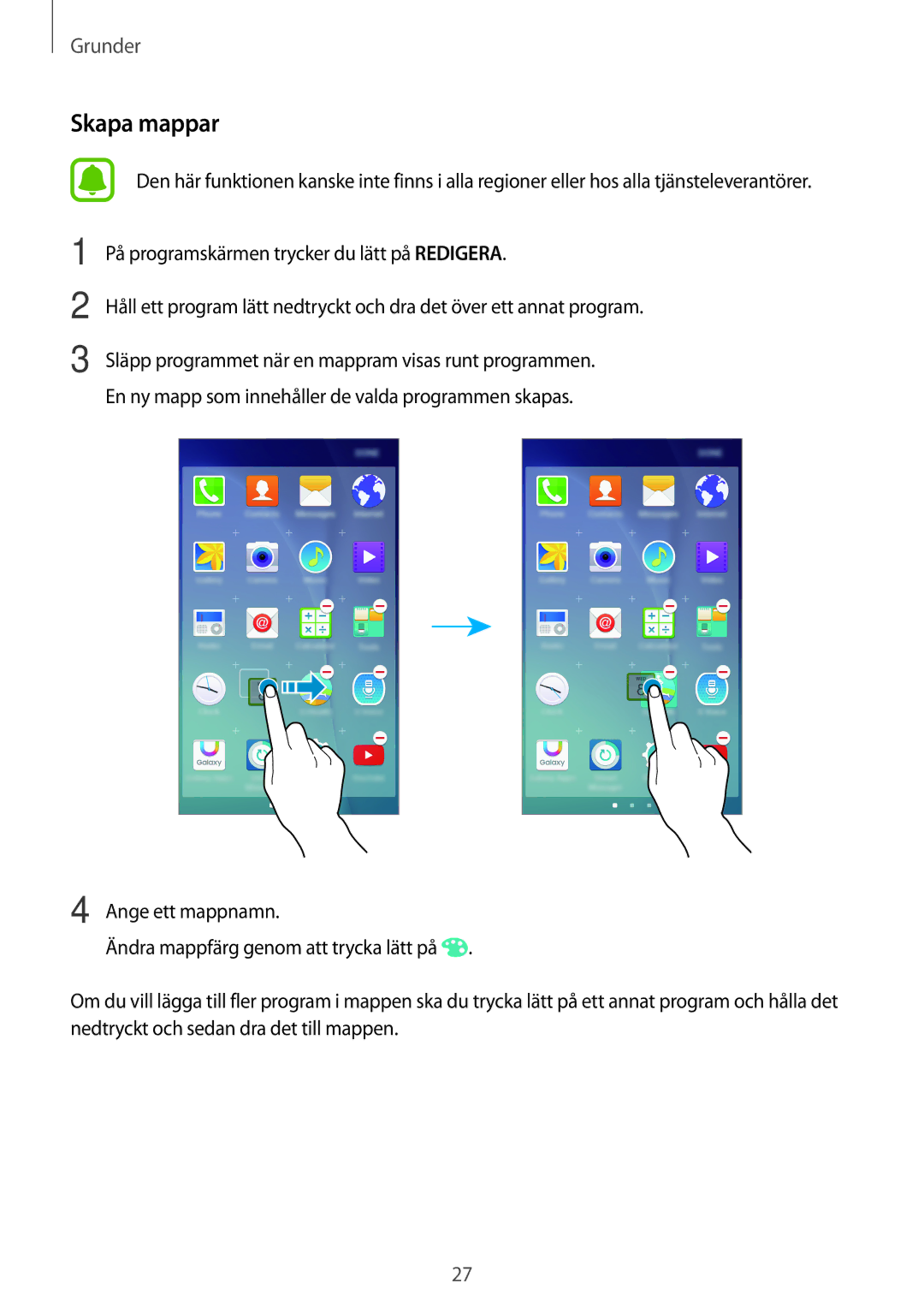 Samsung SM-G903FZKANEE manual Skapa mappar 