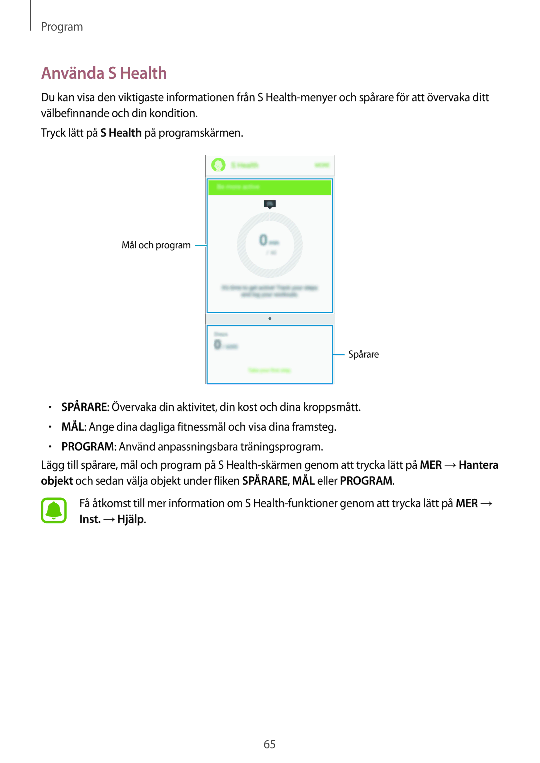 Samsung SM-G903FZKANEE manual Använda S Health 