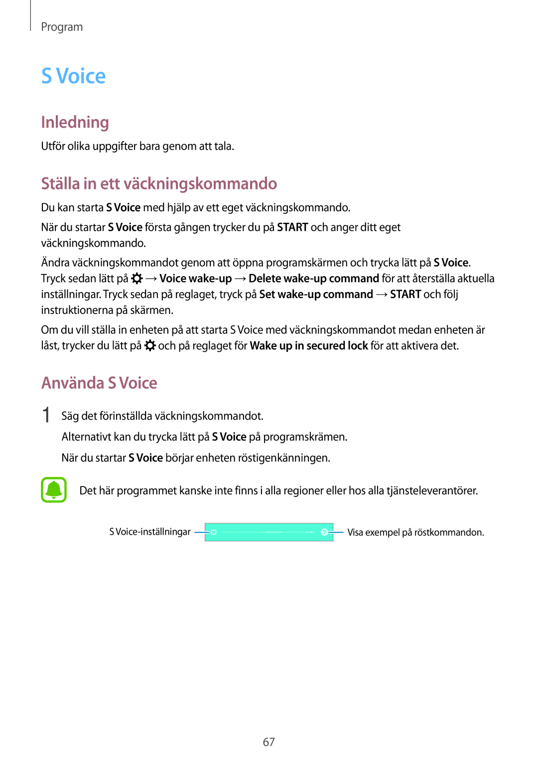 Samsung SM-G903FZKANEE manual Ställa in ett väckningskommando, Använda S Voice 