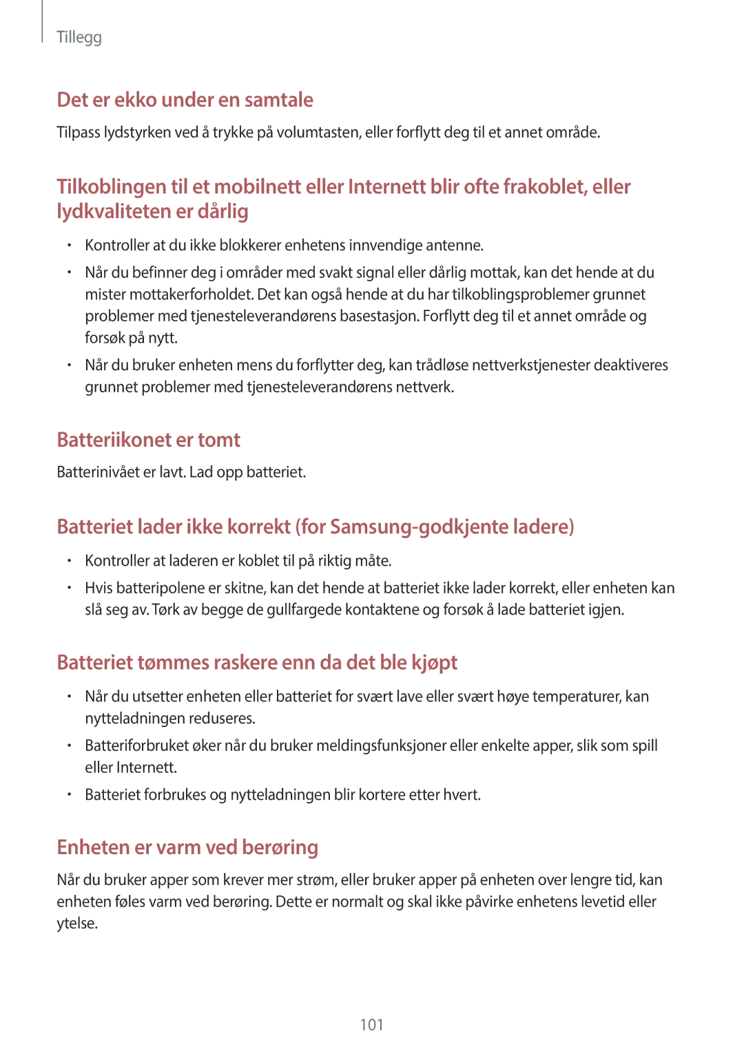 Samsung SM-G903FZKANEE manual Det er ekko under en samtale 