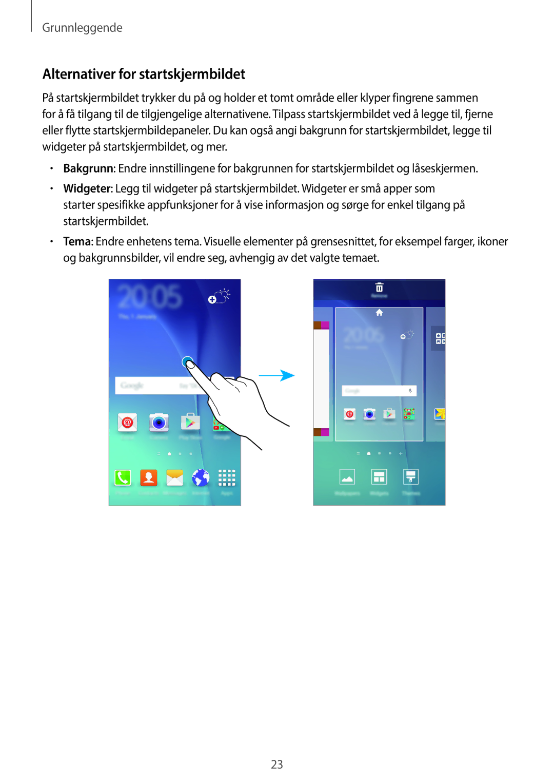 Samsung SM-G903FZKANEE manual Alternativer for startskjermbildet 