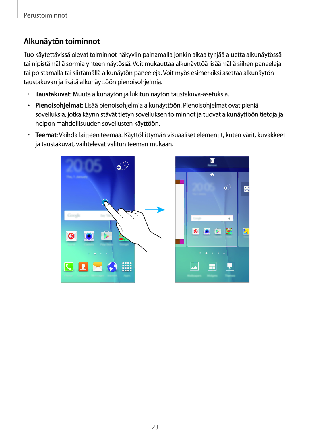 Samsung SM-G903FZKANEE manual Alkunäytön toiminnot 