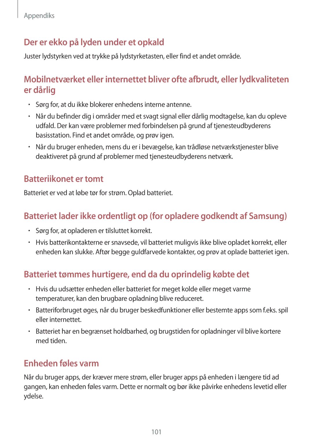 Samsung SM-G903FZKANEE manual Der er ekko på lyden under et opkald 