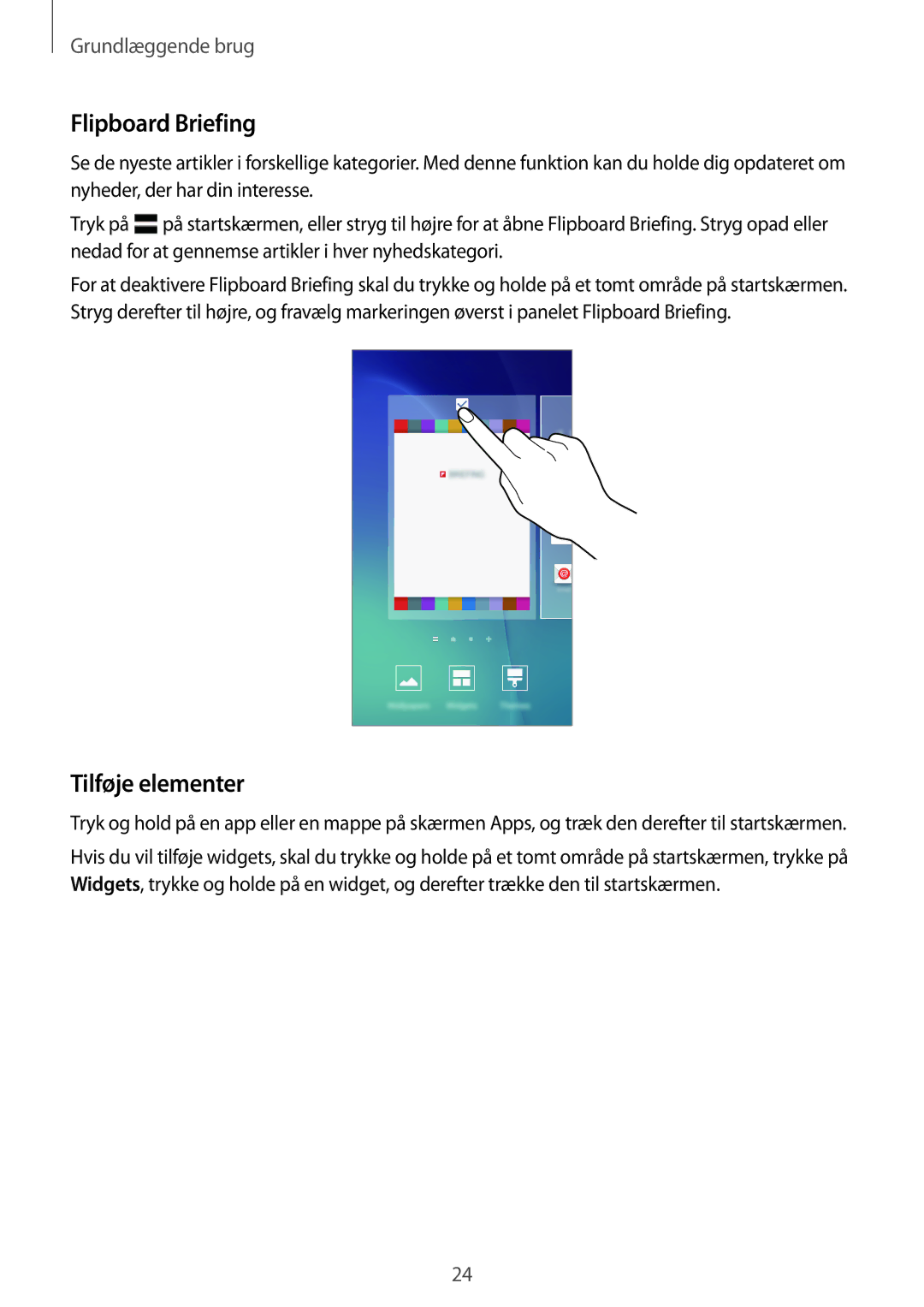 Samsung SM-G903FZKANEE manual Flipboard Briefing, Tilføje elementer 