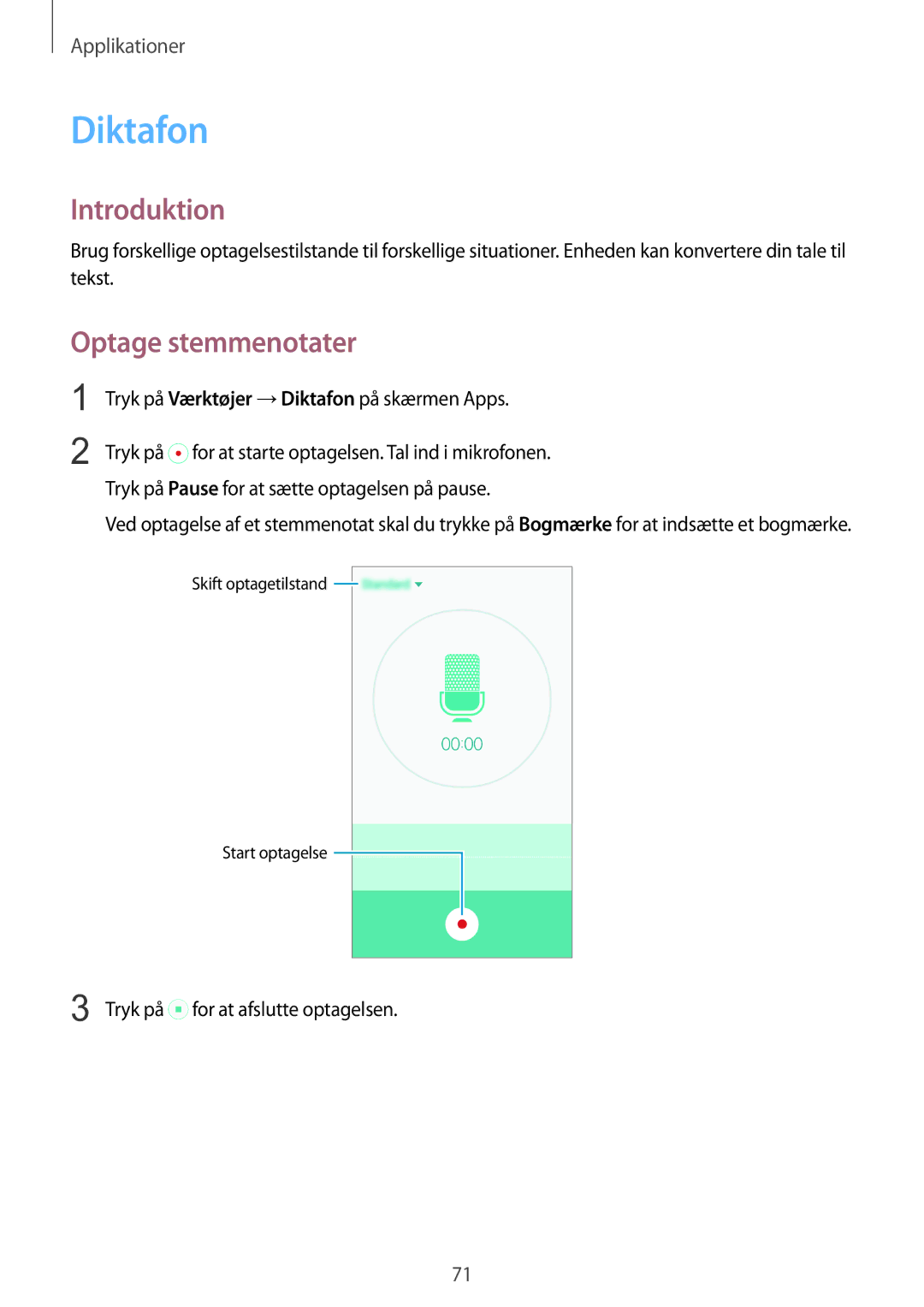 Samsung SM-G903FZKANEE manual Diktafon, Optage stemmenotater 