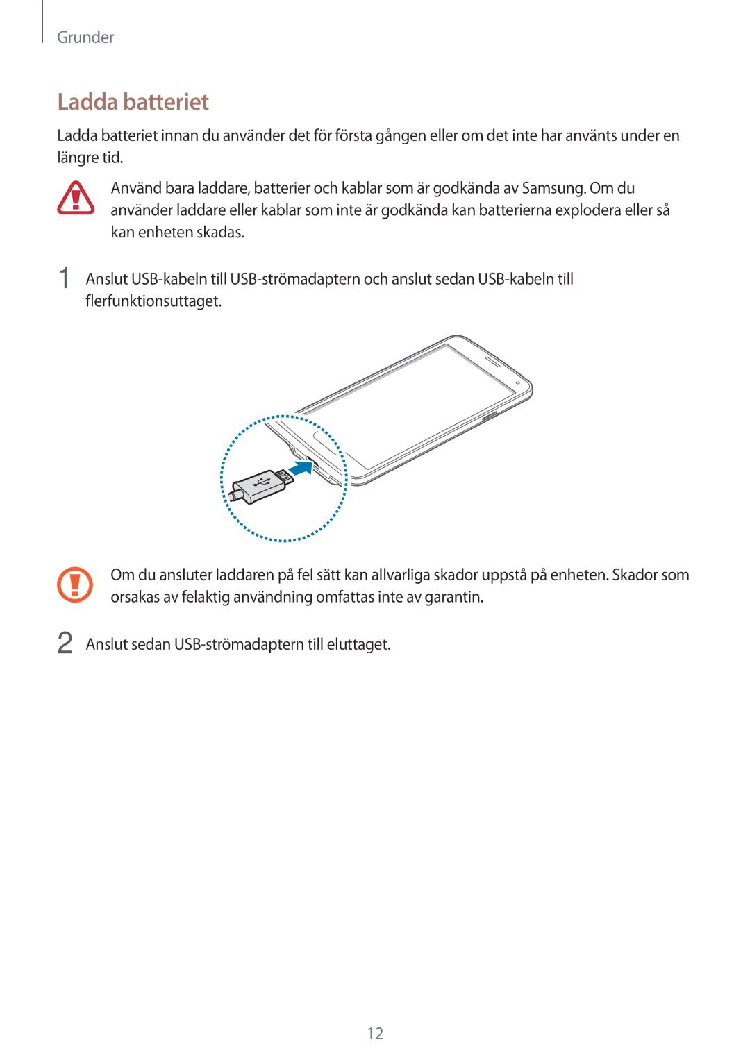 Samsung SM-G903FZKANEE manual Ladda batteriet 