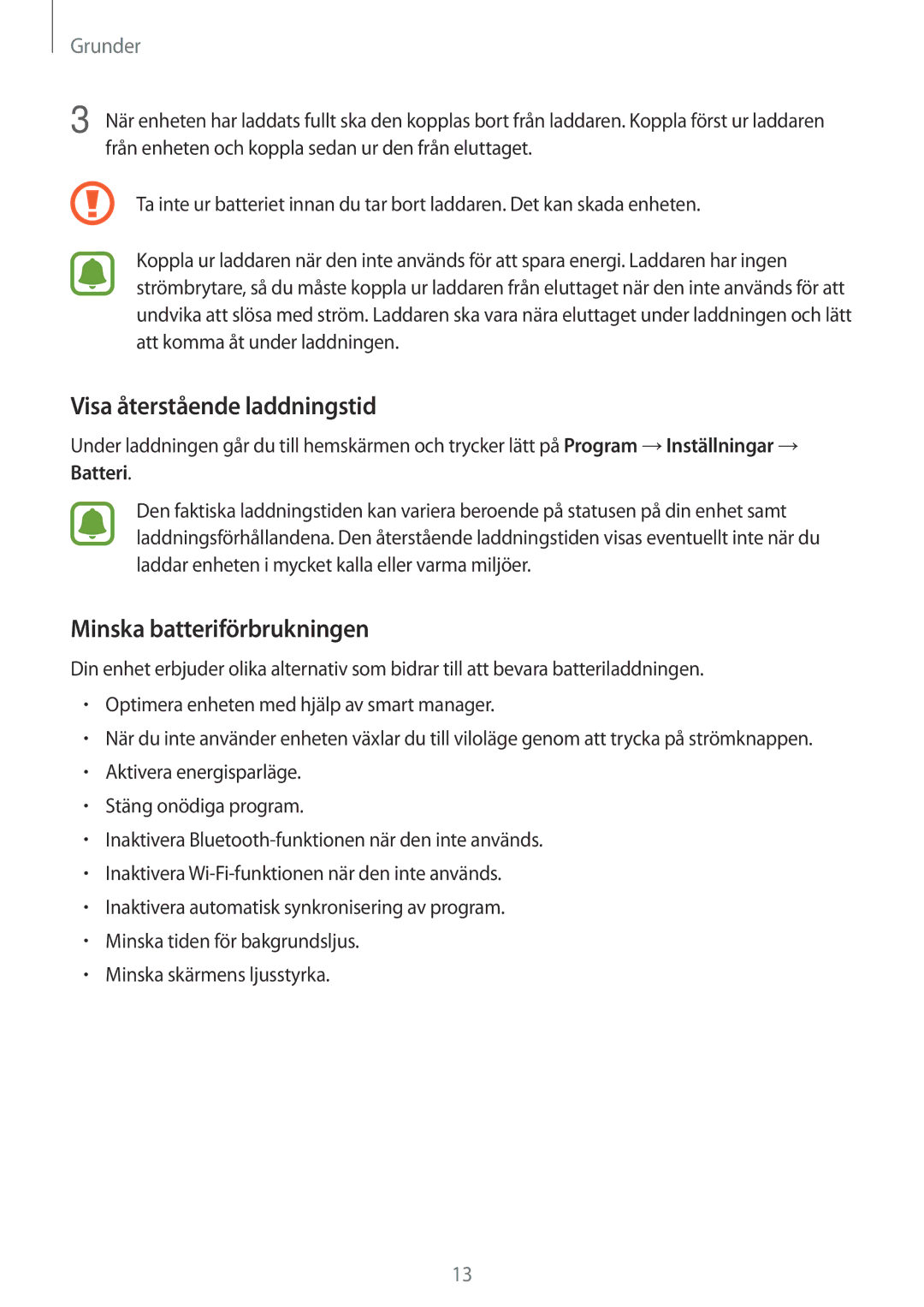 Samsung SM-G903FZKANEE manual Visa återstående laddningstid, Minska batteriförbrukningen 