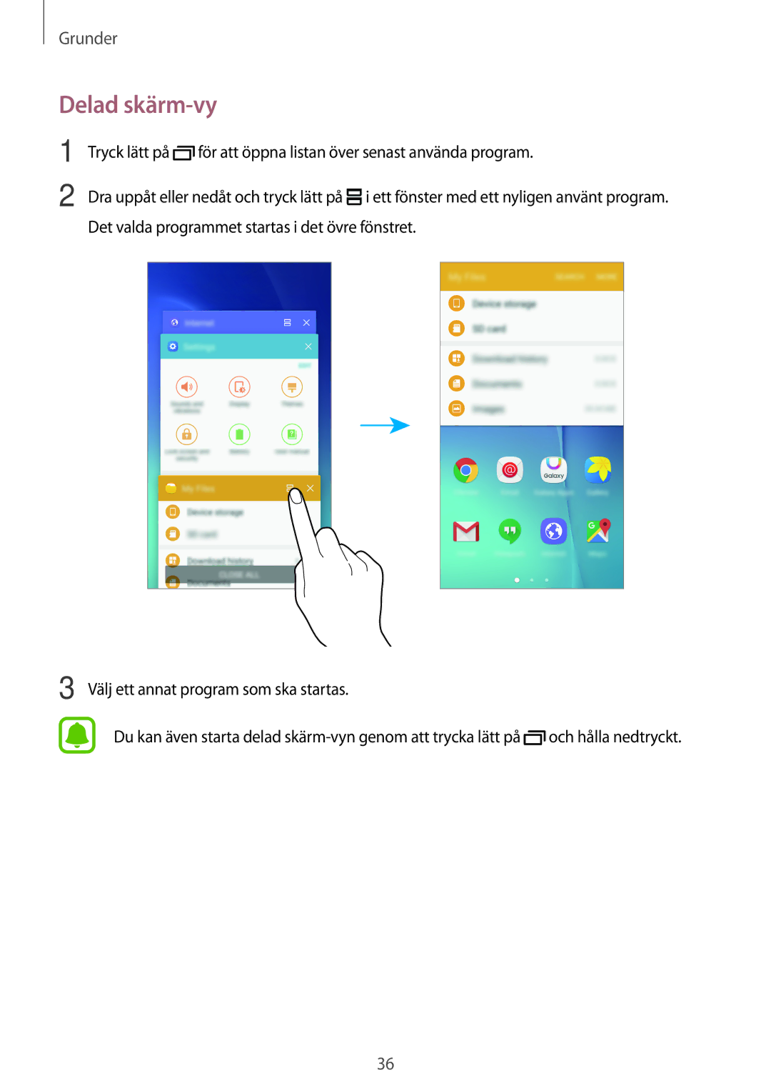 Samsung SM-G903FZKANEE manual Delad skärm-vy 