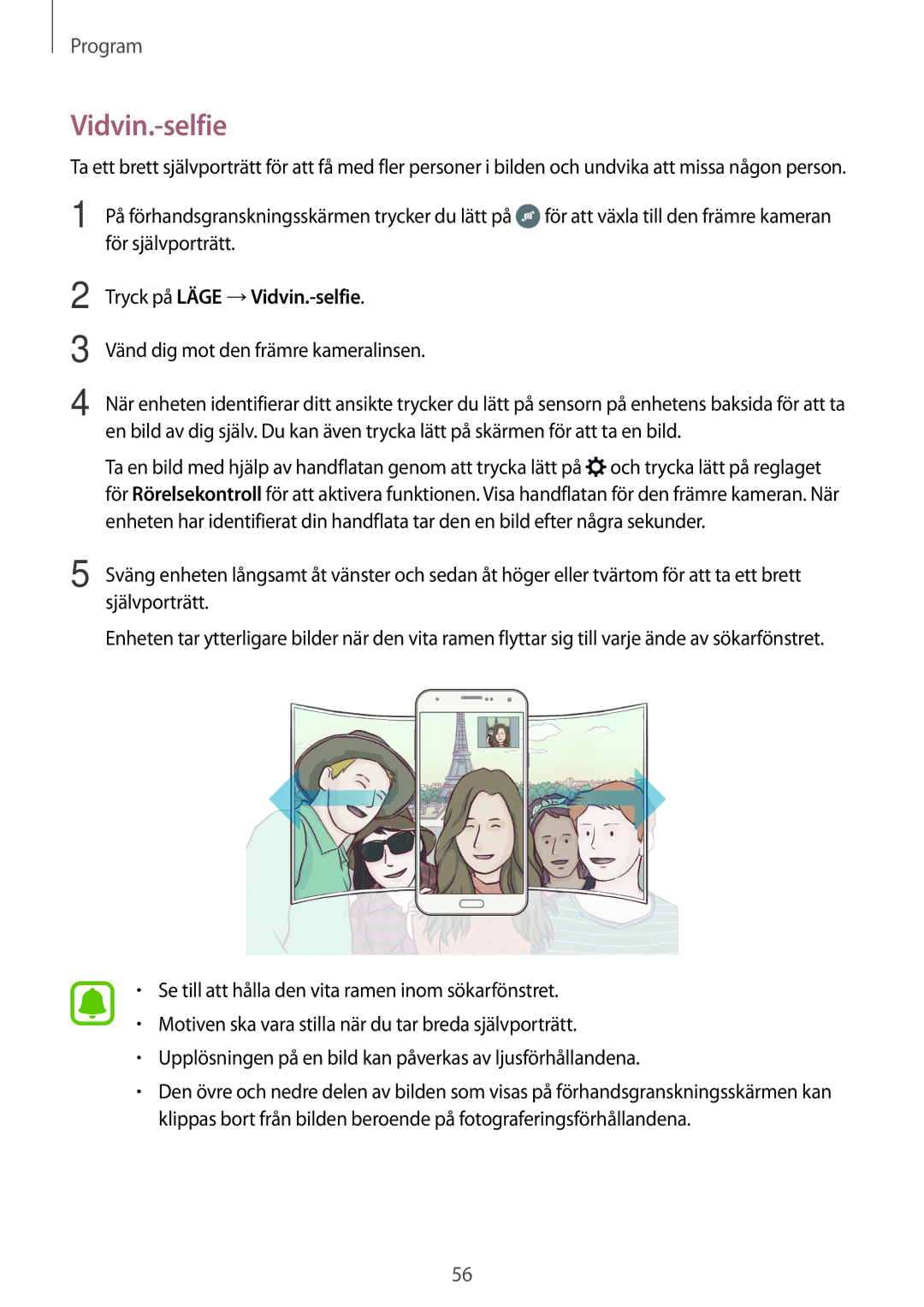 Samsung SM-G903FZKANEE manual Vidvin.-selfie, För självporträtt 