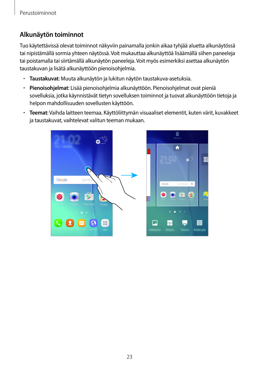 Samsung SM-G903FZKANEE manual Alkunäytön toiminnot 