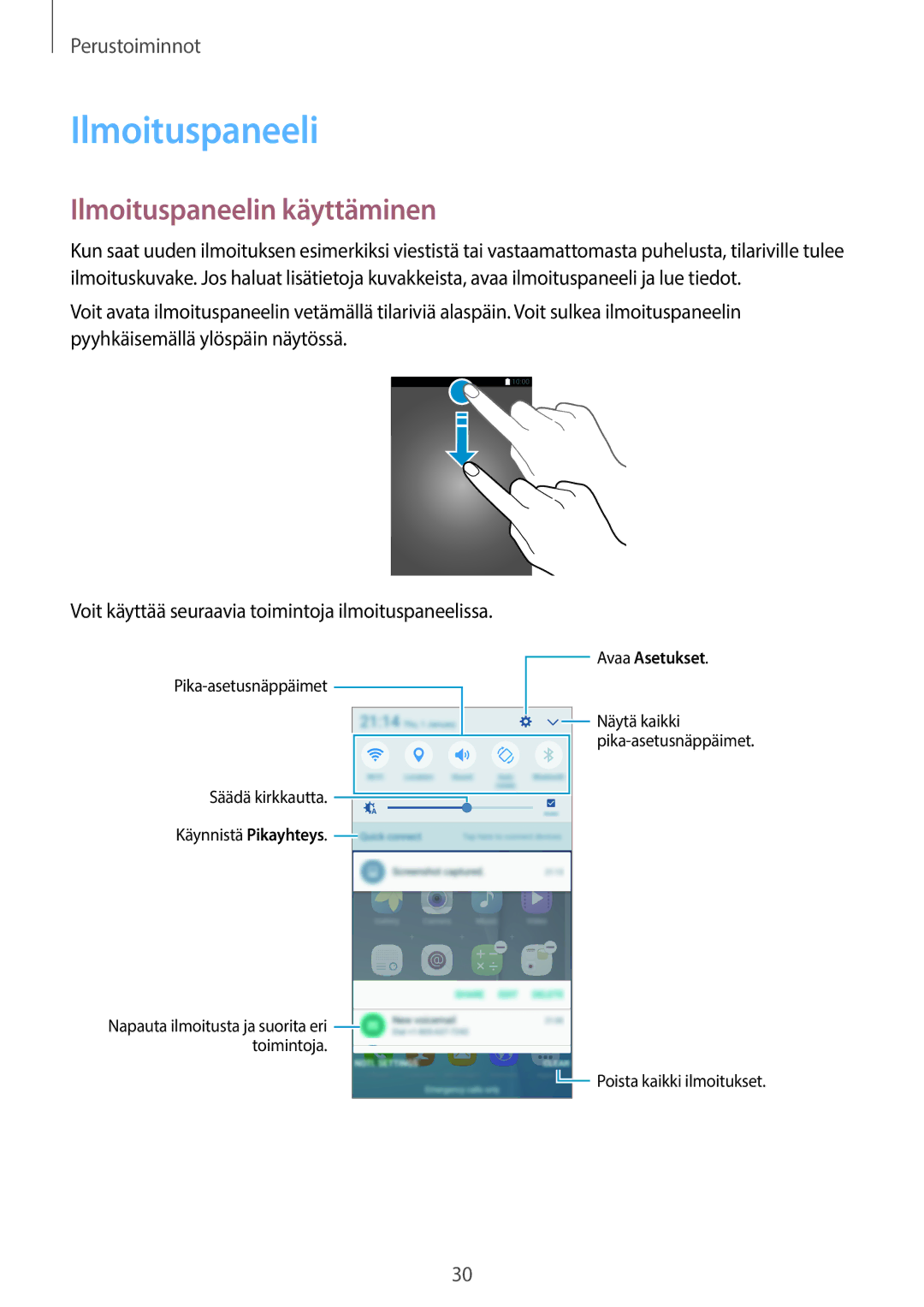 Samsung SM-G903FZKANEE manual Ilmoituspaneelin käyttäminen 