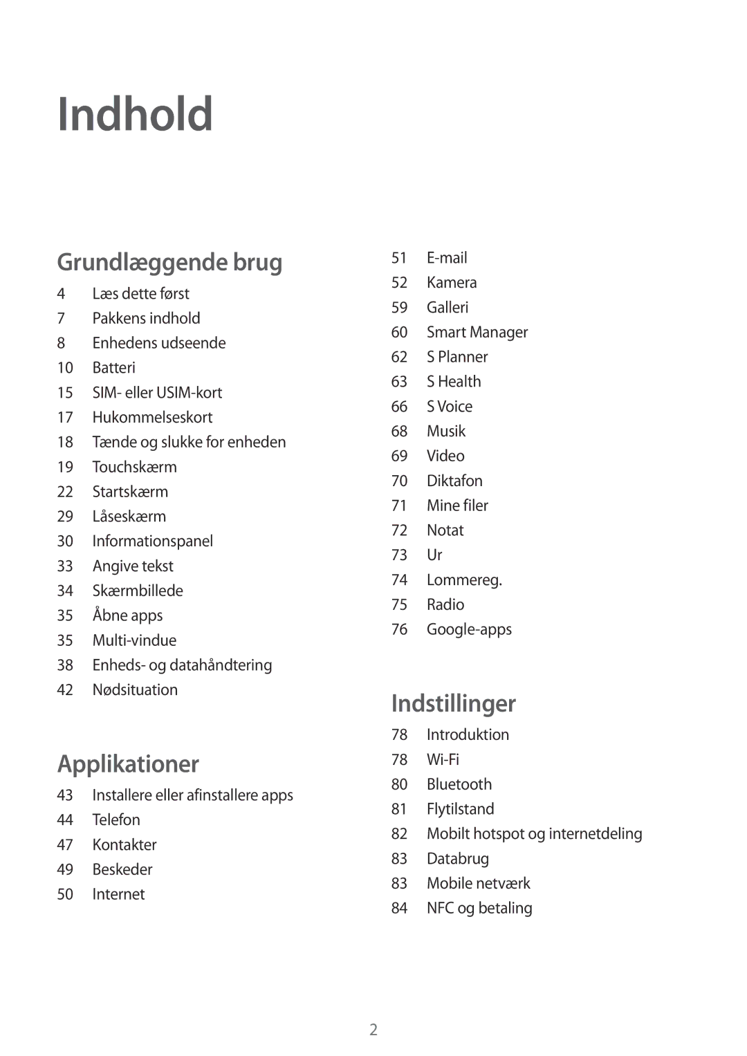 Samsung SM-G903FZKANEE manual Indhold 