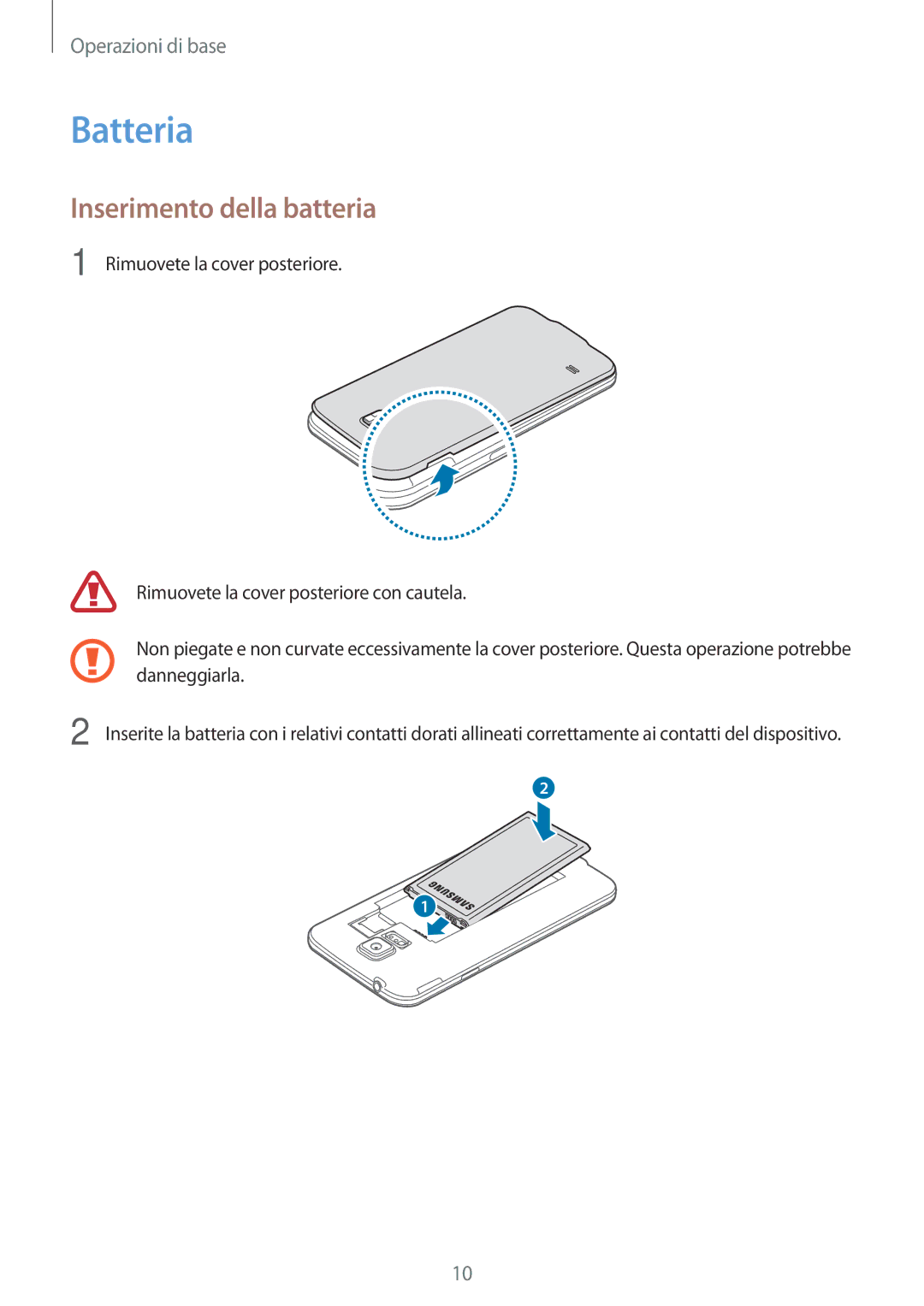 Samsung SM-G903FZDATIM, SM-G903FZKATIM, SM-G903FZSATIM manual Batteria, Inserimento della batteria 