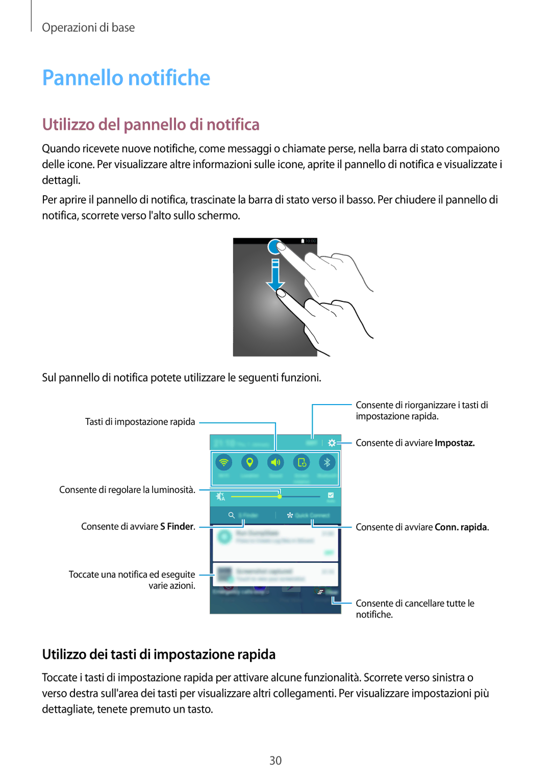 Samsung SM-G903FZKATIM Pannello notifiche, Utilizzo del pannello di notifica, Utilizzo dei tasti di impostazione rapida 