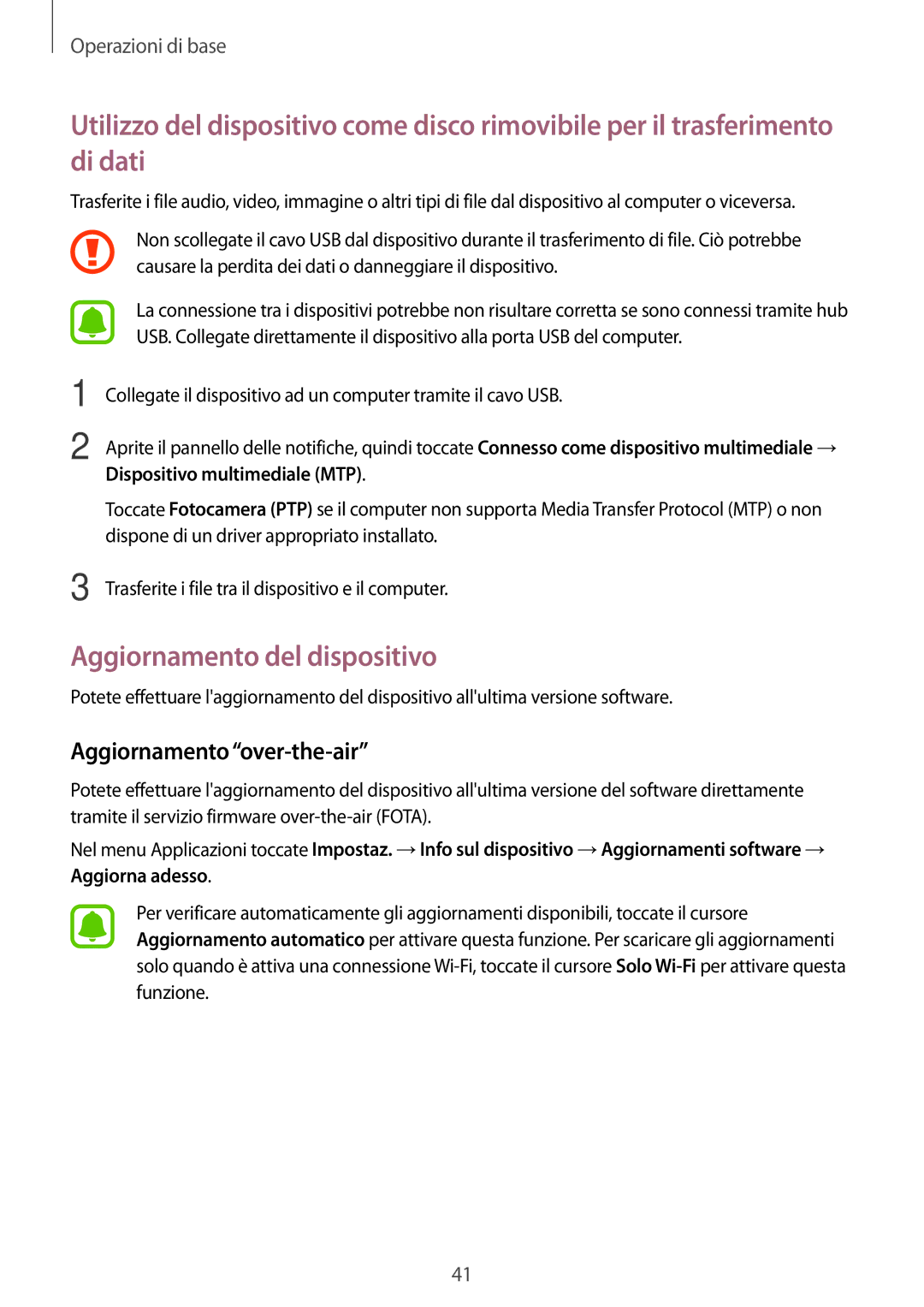 Samsung SM-G903FZSATIM, SM-G903FZKATIM, SM-G903FZDATIM manual Aggiornamento del dispositivo, Aggiornamento over-the-air 