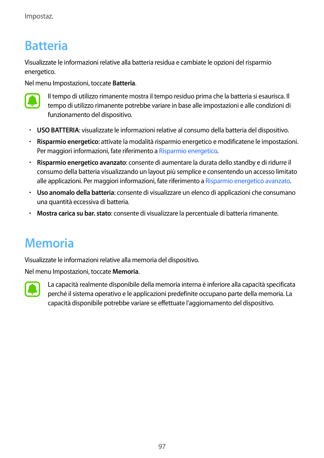 Samsung SM-G903FZDATIM, SM-G903FZKATIM, SM-G903FZSATIM manual Batteria, Memoria 